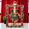 Brass Wall Hanging Showpiece Ganesh Statue With Coral Stone Finish - 6*0.5*9 Inch (BS838 A)
