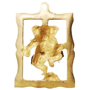 Brass Wall Hanging Showpiece Ganesh Statue With Coral Stone Finish - 6*0.5*9 Inch (BS838 A)