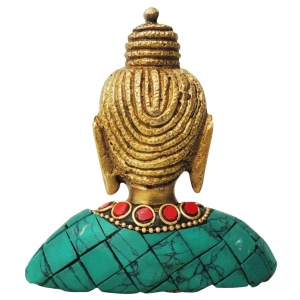 Brass Buddha Face Statue - 3 Inch Width, 1 Inch Depth, 3.5 Inch Height