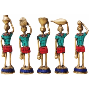 Brass Musical Statue Set of 5 Pcs – 2 Inch x 2 Inch x 8 Inch