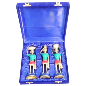 Brass Showpiece Rajasthani Musical Statue Set of 3