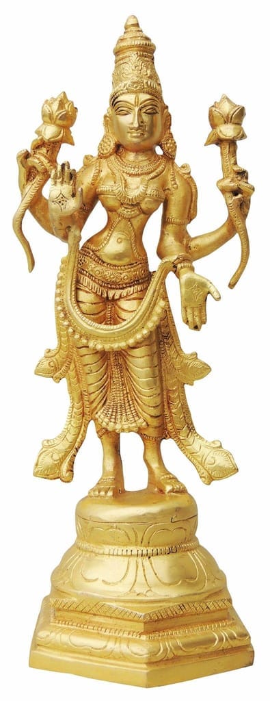 Brass Showpiece Laxmin Standing Statue - decorative statue