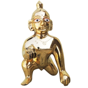Brass Showpiece Laddu Gopal God Idol Statue 3x5x4.8 Inch