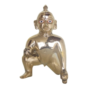 Brass Showpiece Laddu Gopal God Idol Statue 6.5 Inch x 4 Inch x 6 Inch