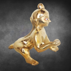 Brass Showpiece Laddu Gopal God Idol Statue 9 Inch x 6 Inch x 8.6 Inch