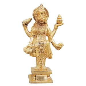 Brass Dhanvantri ji statue, 2.7 inches tall