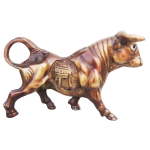 Brass Table Bull Statue Antique Finish 9 Inch Length 2.5 Inch Width 5 Inch Height