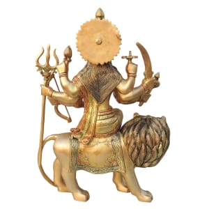 Brass Durga Ji God Idol Statue - 13 Inch Height, 4.5 Inch Width, 18 Inch Length