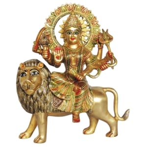 Brass Showpiece Durgaji Colour God Idol Statue Brass