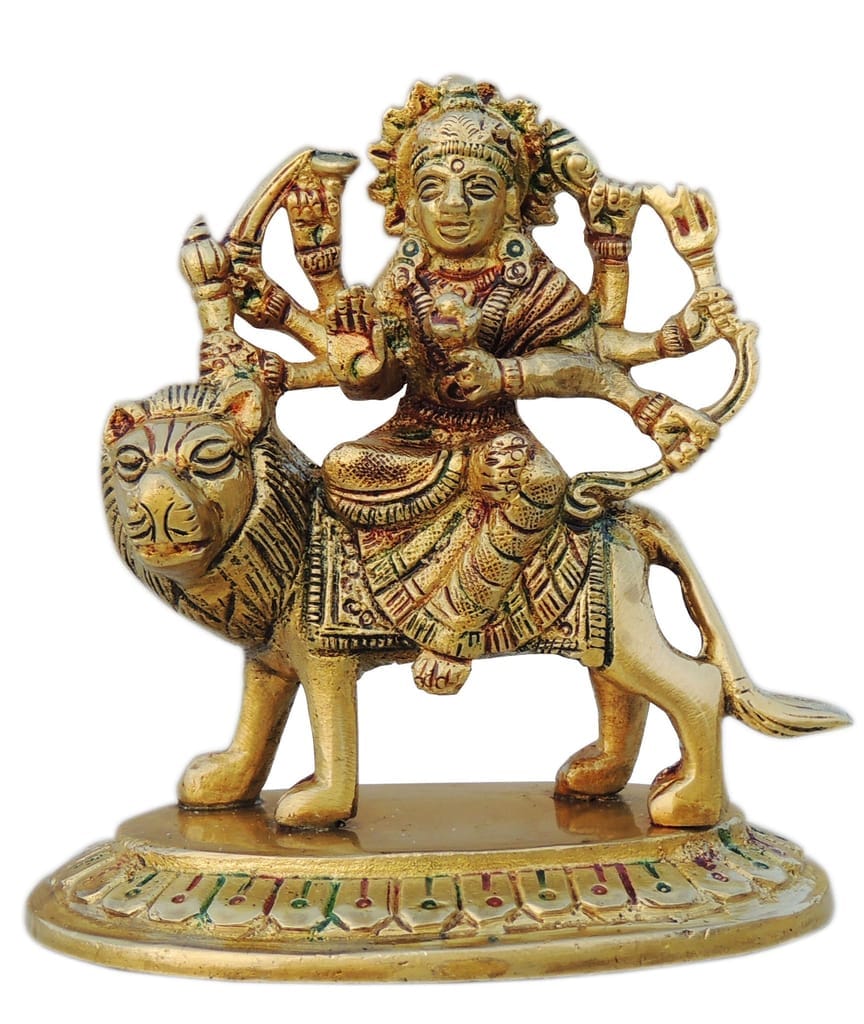 Brass Showpiece Durga Ji God Idol Statue, brass material