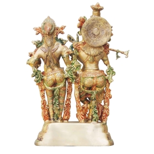 Brass Radha Krishna Idol 10.5 Inch Height 5 Inch Width 16.8 Inch Weight