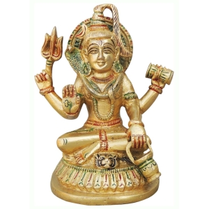 Brass Shivji Colour Brass Shiv Parivar 4x2.7x5.2 Inches Decorative Item