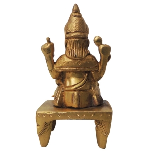 Brass Vishwakarma Statue - 2 Inch Width, 2 Inch Length, 4 Inch Height