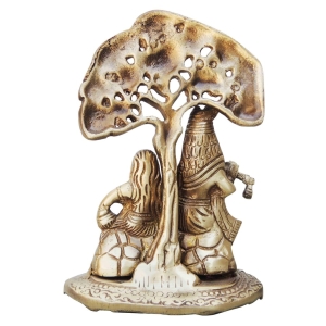 Brass Showpiece Radha Krishna With Tree Statue - 4.7*3*6.5 Inch (BS962 A)