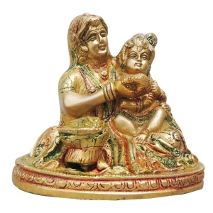 Brass Showpiece Krishna With Yashoda Maiya 5.3 Inch Height 1.44 Kg Weight