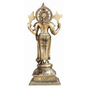 Brass Vishnu Ji God Idol Statue - 7.5 x 5.8 x 17.5 Inch, 5.68 Kg