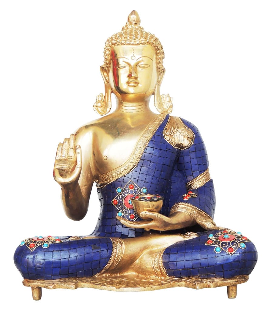 Brass Showpiece Buddha with lota home decor