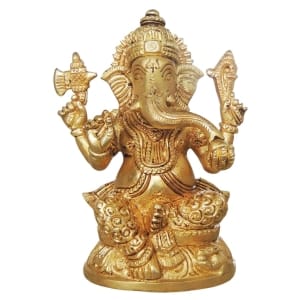 Brass Showpiece Ganesh Ji Statue - 3.4*2.3*4.5 Inch (BS990 G)