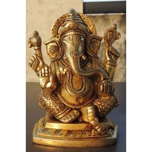 Brass Showpiece Ganesh Ji God Idol Statue - 4.5*2.7*5.5 Inch (BS1780 G)