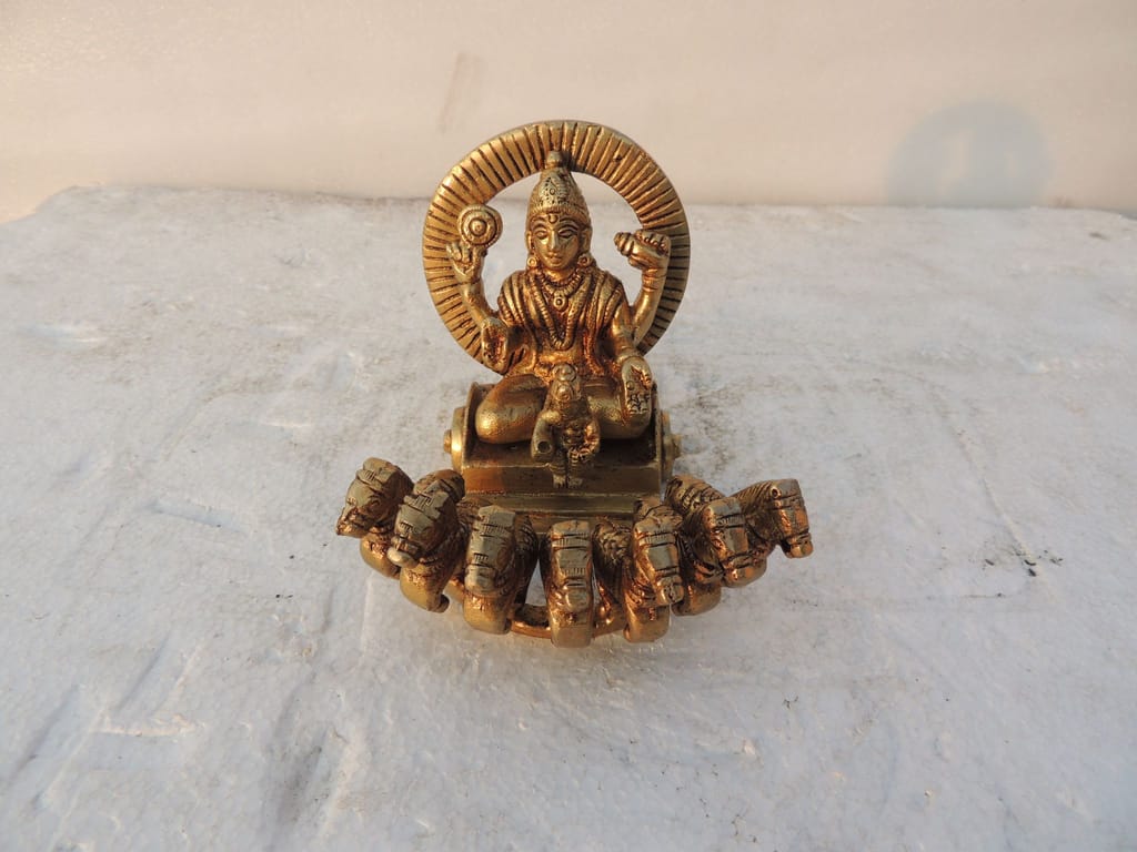 Brass Showpiece Surya Rath God Idol Statue - brass