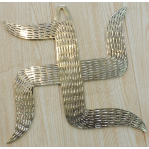 Brass Home Decor Wall Hanging Swastic - 8 Inch x 0.5 Inch x 8 Inch
