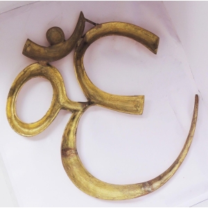 Brass Wall Hanging Om - 16 Inch Length, 1 Inch Width, 14 Inch Height