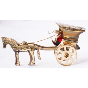 Brass Showpiece Horse Cart Statue - decorative home accent