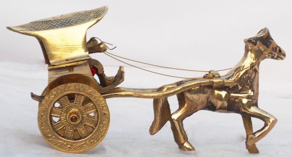 Brass Showpiece Horse Cart Statue - decorative home accent