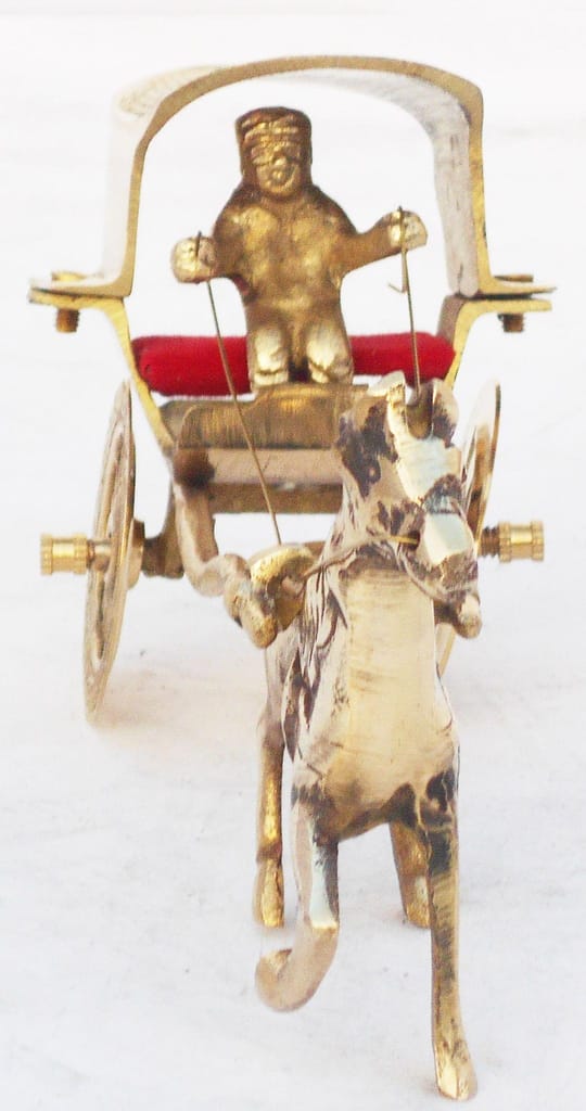 Brass Showpiece Horse Cart Statue - decorative home accent